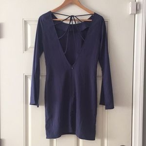 Long sleeve, strappy back mini dress